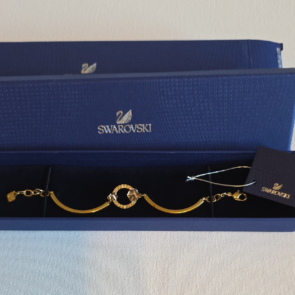 Swarovski Geometric Bangle Gold-Tone Bracelet